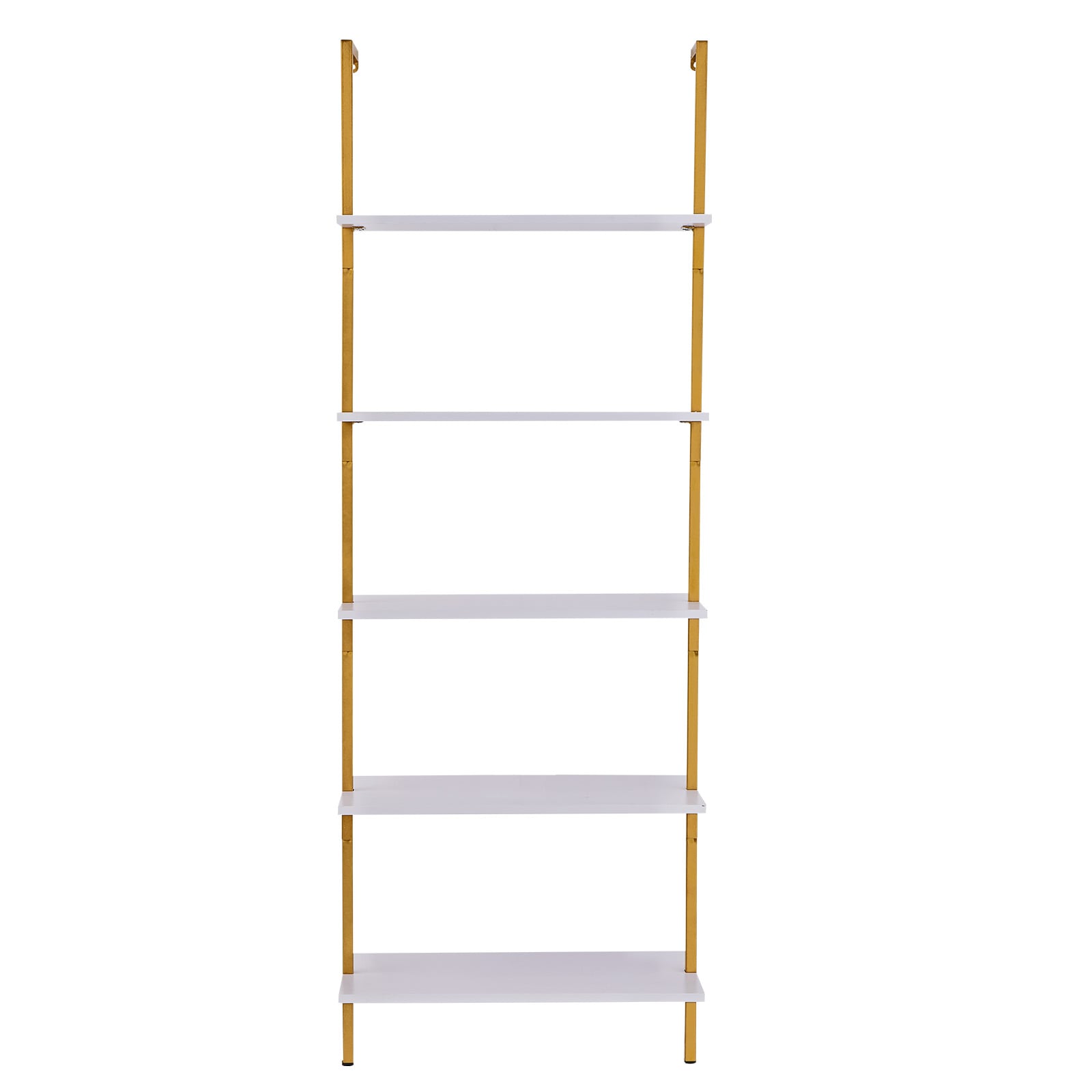 Industrial Square Pipe Shelf 5 Tier 24x11.8in Wall-Mount Gold White_voghion.com